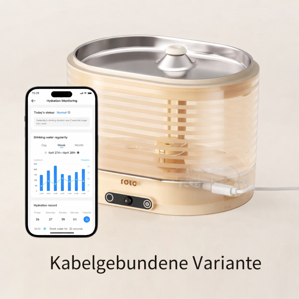 Intelligenter Trinkbrunnen für Hunde & Katzen – App-Überwachung, kabellos & ultraleise